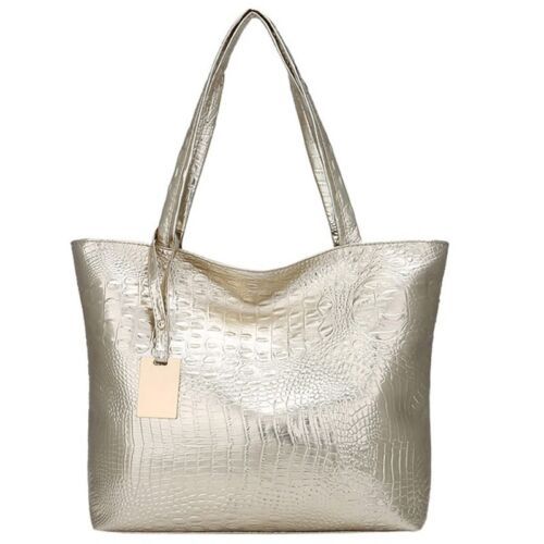 Women's Soft PU Leather Crocodile Pattern Handbag Large Capacity Shoulder Bag